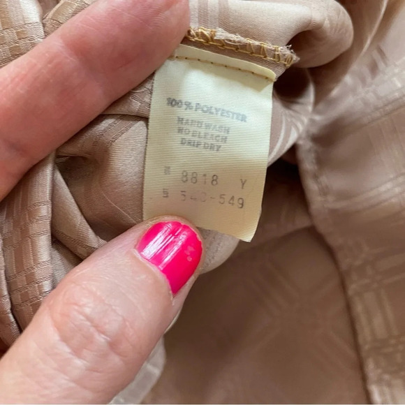 Vintage 70s 80s Blouse Shirt Top Womens Large Geometric Peach Long Sleeve - Picture 11 of 13